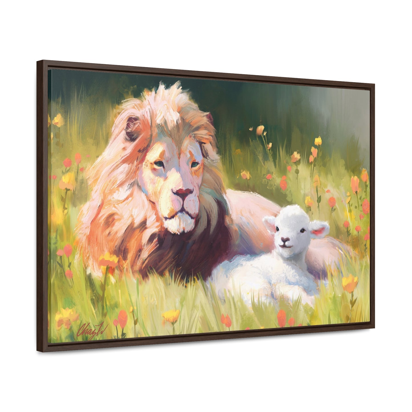 Stretched Canvas Print in Wood Frame, The Lamb and the Lion, by Chaz Walgamott