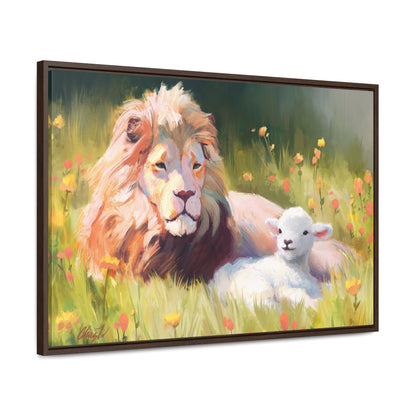 Stretched Canvas Print in Wood Frame, The Lamb and the Lion, by Chaz Walgamott