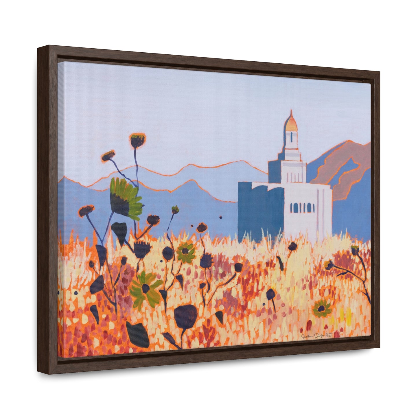 Stretched Canvas Print in Wood Frame--Deseret Peak Temple by Shellece Durfee
