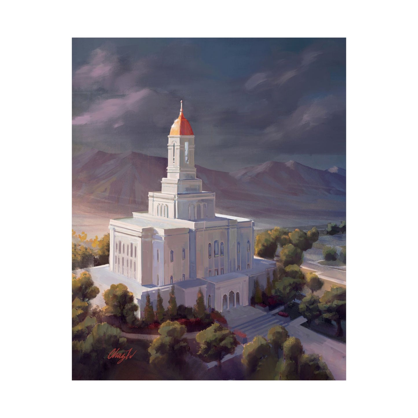 Premium Matte Paper Print, Deseret Peak Temple, After the Storm, by Chaz Walgamott