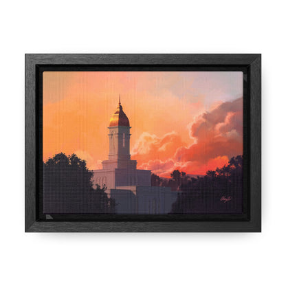 Stretched Canvas in Wood Frame--Deseret Peak Temple--Sunset by Chaz Walgamott