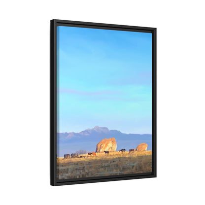 Framed Matte Canvas Print — Horses at Adobe by Rod Walgamott
