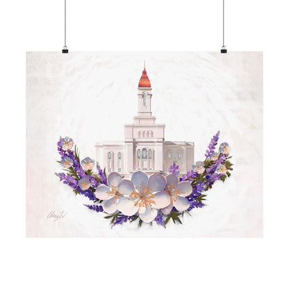 Premium Matte Print--Deseret Peak Temple--Floral Wreath, by Chaz Walgamott