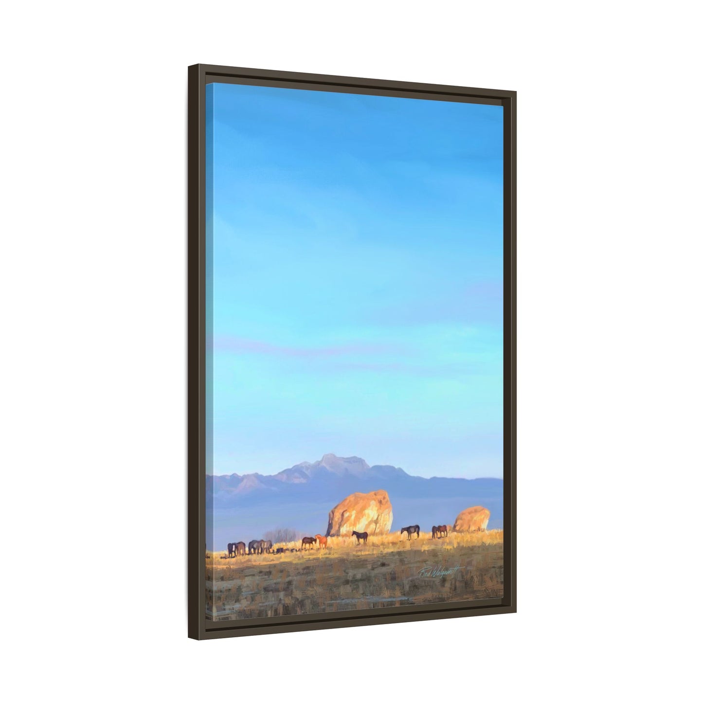Framed Matte Canvas Print — Horses at Adobe by Rod Walgamott