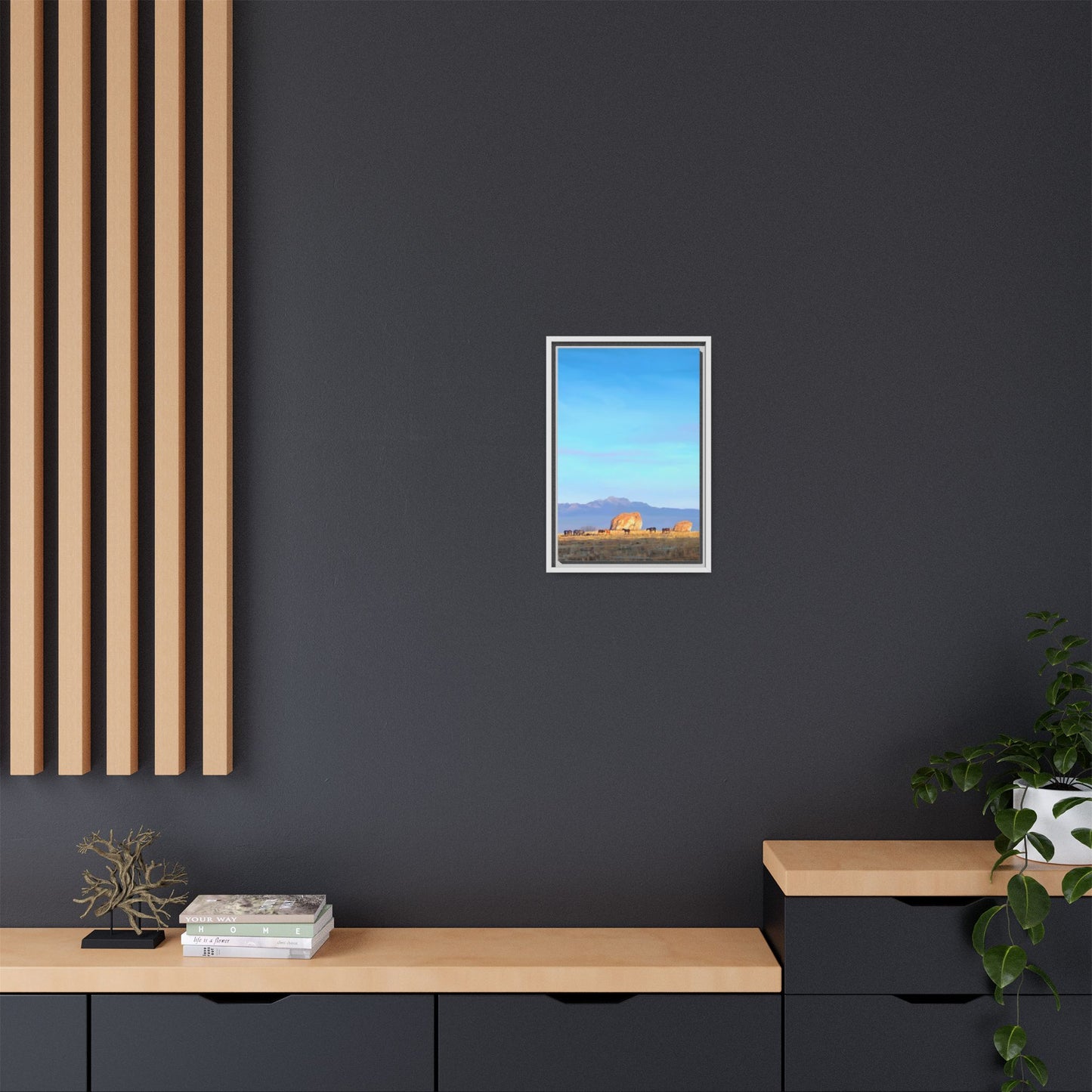 Framed Matte Canvas Print — Horses at Adobe by Rod Walgamott