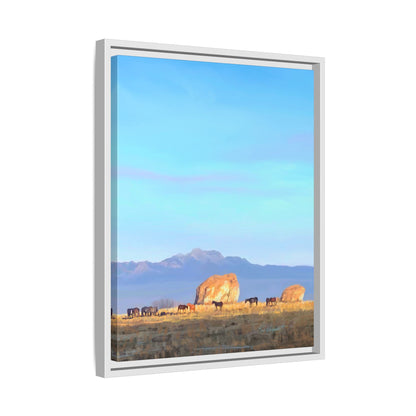 Framed Matte Canvas Print — Horses at Adobe by Rod Walgamott
