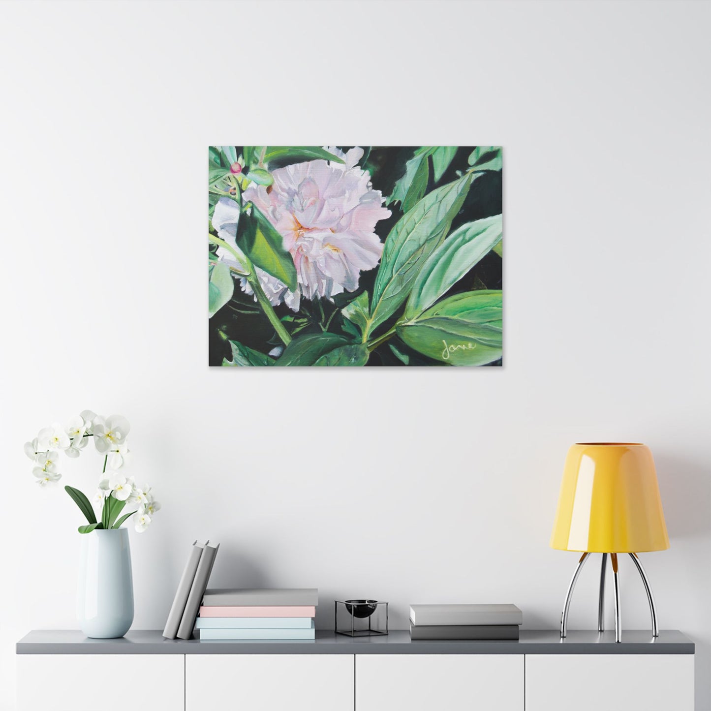 Classic Stretched Canvas, Shy Peone by Jane Autry