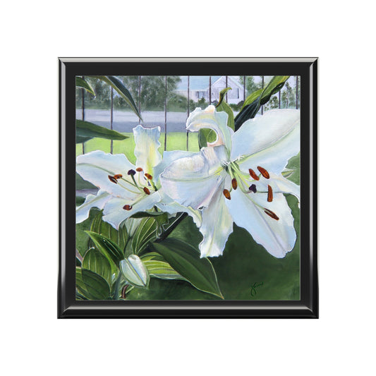 Elegant Floral Jewelry Box, Featuring Luscious Lilies, by Jane Autry