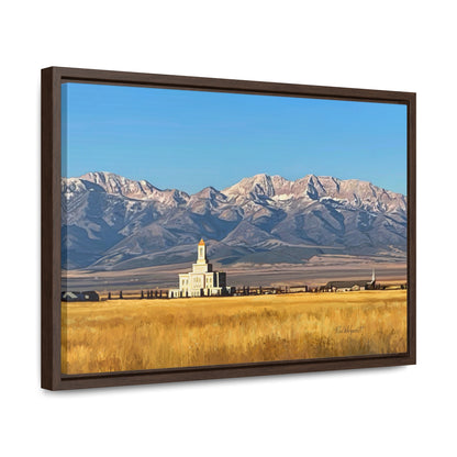 Stretched Canvas Wrap in Wood Frame, Deseret Peak Temple and Deseret Peak, by Rod Walgamott