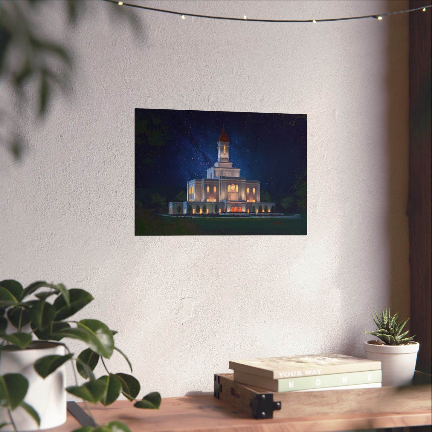 Premium Matte Print--Deseret Peak Temple--Night Sky, by Chaz Walgamott