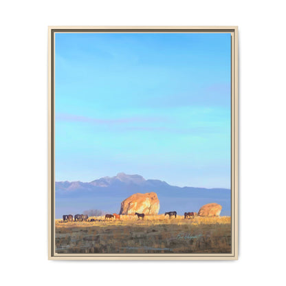 Framed Matte Canvas Print — Horses at Adobe by Rod Walgamott