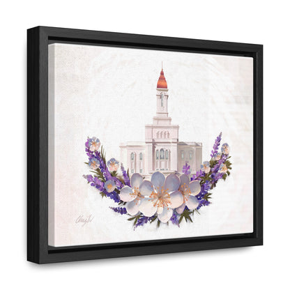 Stretched Canvas Print in Wood Frame--Deseret Peak Temple--Floral Wreath, by Chaz Walgamott