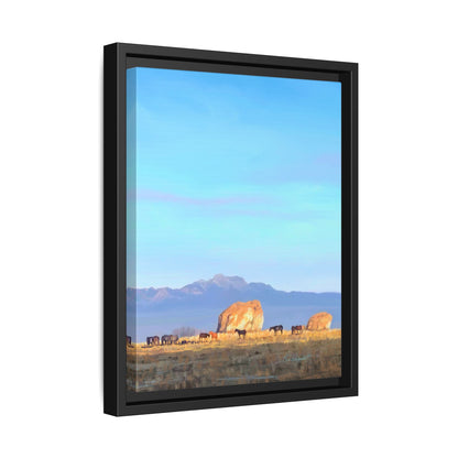 Framed Matte Canvas Print — Horses at Adobe by Rod Walgamott