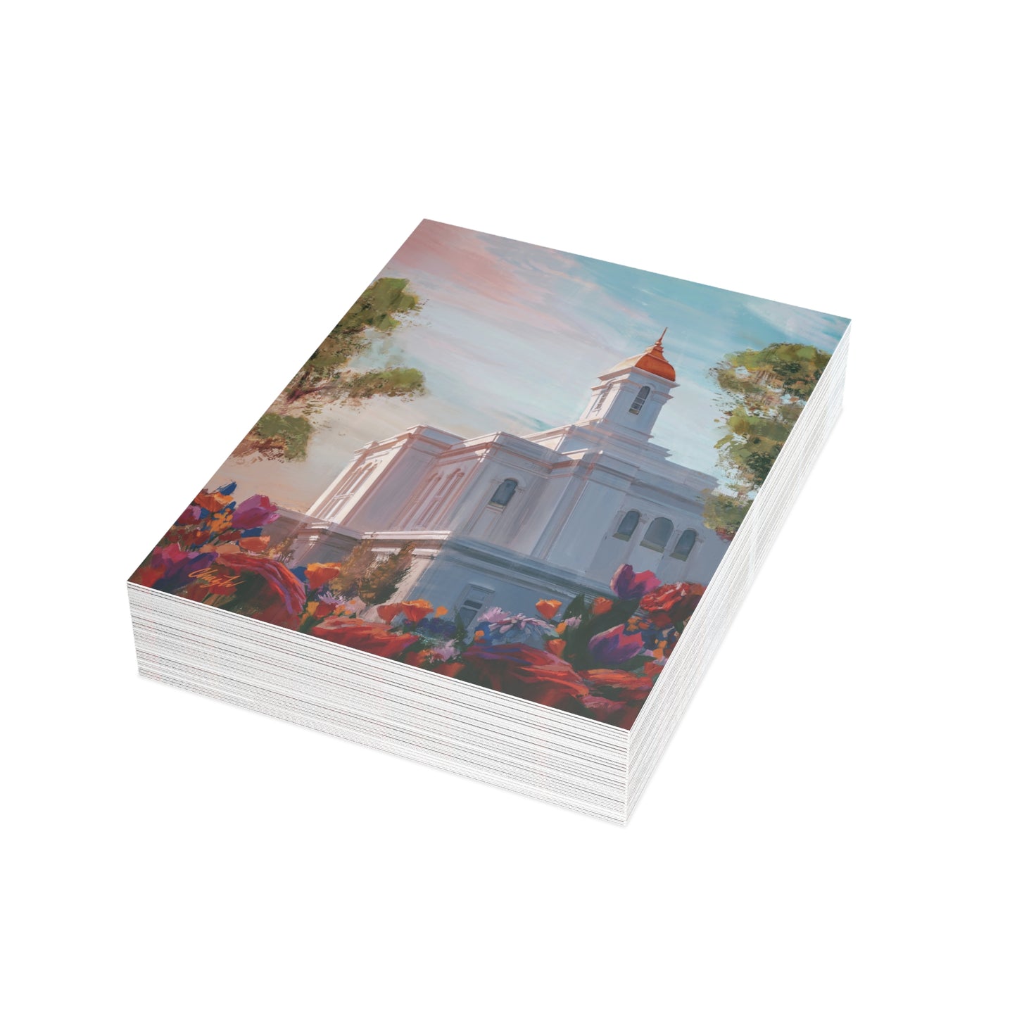 Temple Card Bundle (envelopes not included) Deseret Peak Temple-Spring Flowers