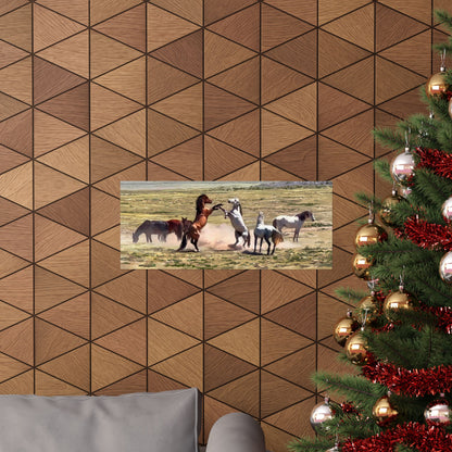 Poster - Wild Horses Fighting in Rush Valley, Utah