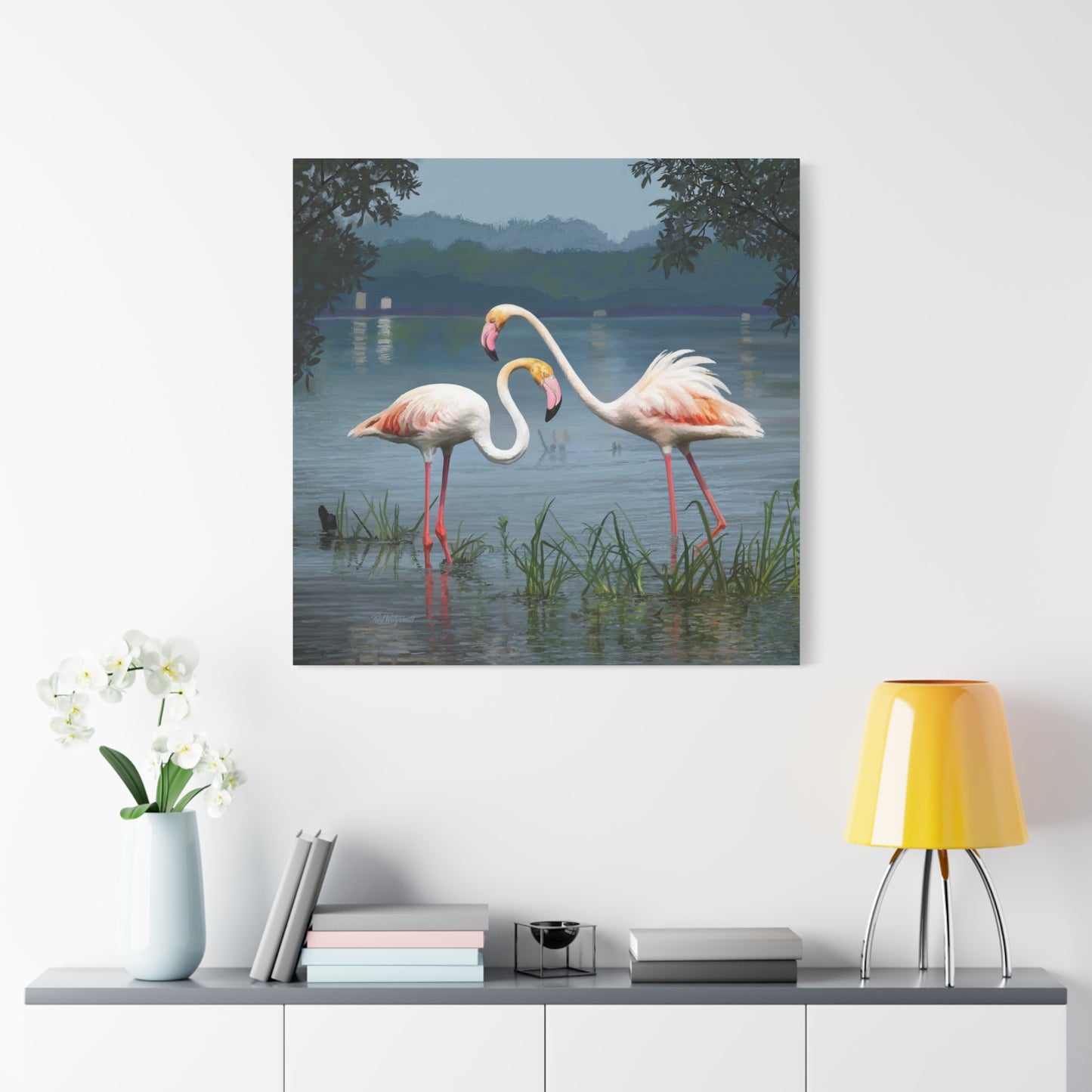 Canvas Gallery Wrap--Flamingo Dance, by Rod Walgamott