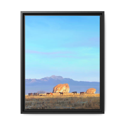 Framed Matte Canvas Print — Horses at Adobe by Rod Walgamott