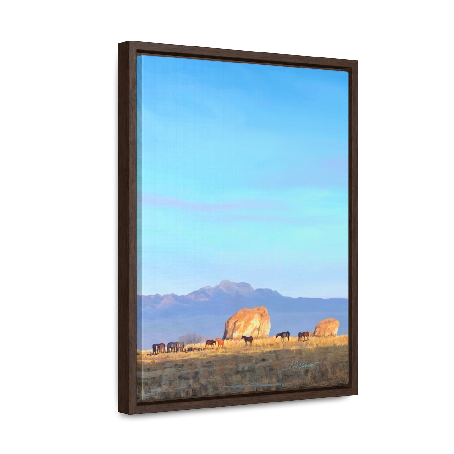 Framed canvas Wrap, Horses at Adobe Rock, by Rod Walgamott