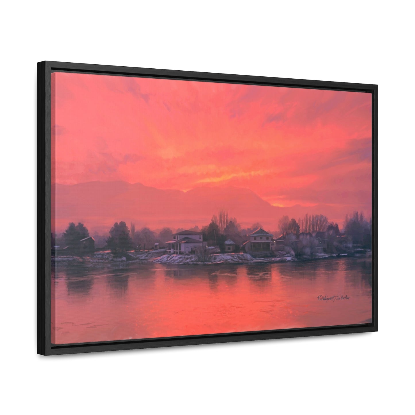 Canvas Wrap in Wood Frame, Frosty Sunrise on Stansbury Lake, by Rod Walgamott