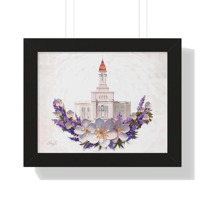Premium Matte Print--Framed, Deseret Peak Temple--Floral Wreath, by Chaz Walgamott