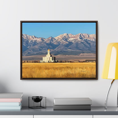 Stretched Canvas Wrap in Wood Frame, Deseret Peak Temple and Deseret Peak, by Rod Walgamott