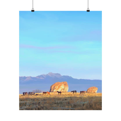 Matte Paper Print--Horses at Adobe Rock, by Rod Walgamott