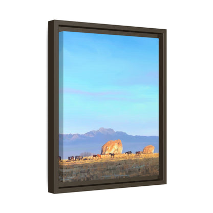 Framed Matte Canvas Print — Horses at Adobe by Rod Walgamott