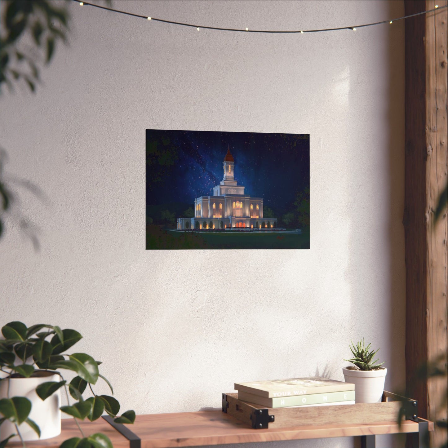 Premium Matte Print--Deseret Peak Temple--Night Sky, by Chaz Walgamott