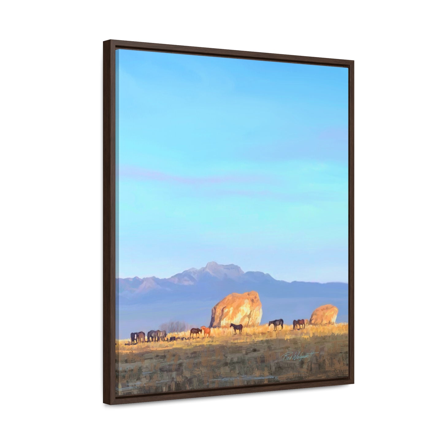 Framed canvas Wrap, Horses at Adobe Rock, by Rod Walgamott