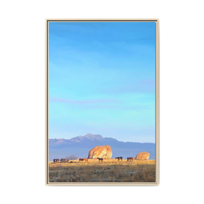 Framed Matte Canvas Print — Horses at Adobe by Rod Walgamott