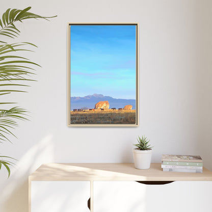 Framed Matte Canvas Print — Horses at Adobe by Rod Walgamott