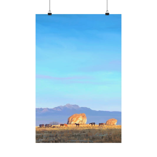Matte Paper Print--Horses at Adobe Rock, by Rod Walgamott