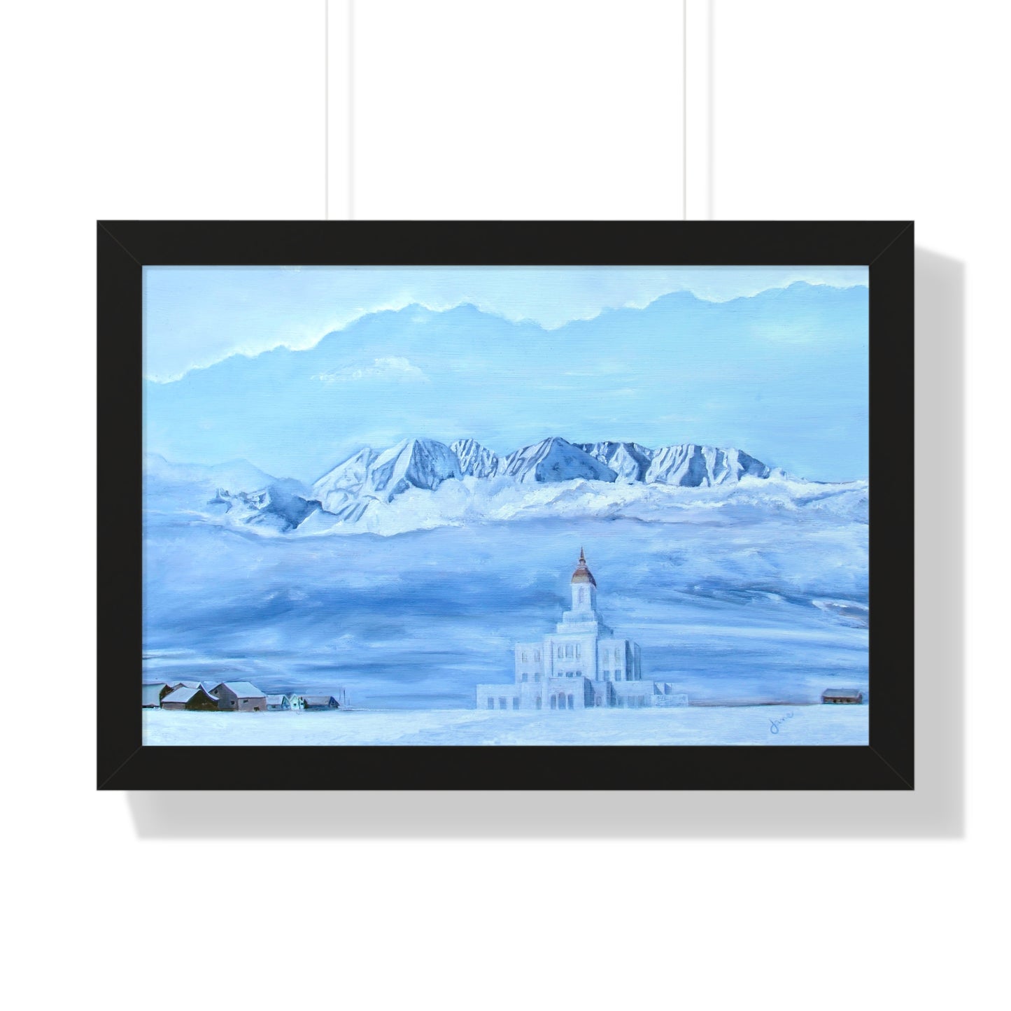 Premium Matte Print--Framed, Deseret Peak Temple-Hope in the Bleak of Winter, by Jane Autry