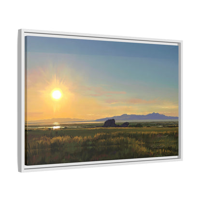 Framed Matte Canvas Print — Adobe Rock Sunset by Rod Walgamott