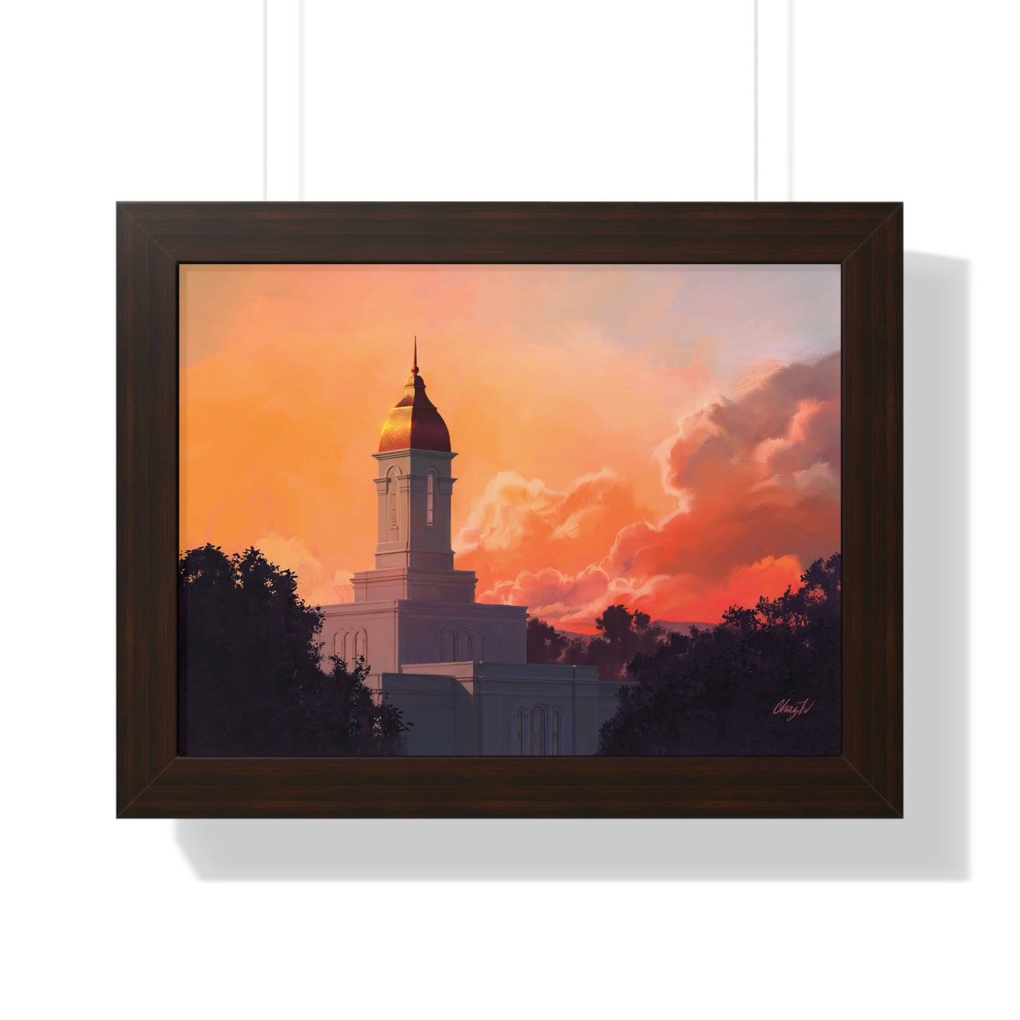 Framed Matte Print--Framed, Deseret Peak Temple--Sunset, by Chaz Walgamott