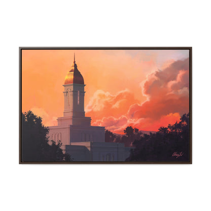 Stretched Canvas in Wood Frame--Deseret Peak Temple--Sunset by Chaz Walgamott