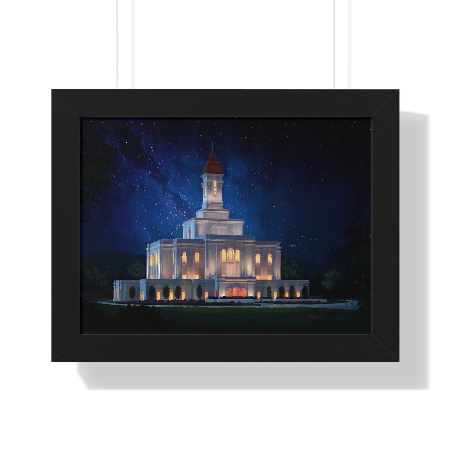 Premium Matte Print--Framed, Deseret Peak Temple--Night, by Chaz Walgamott