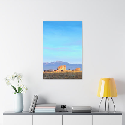 Canvas Gallery Wrap-Horses at Adobe Rock by Rod Walgamott