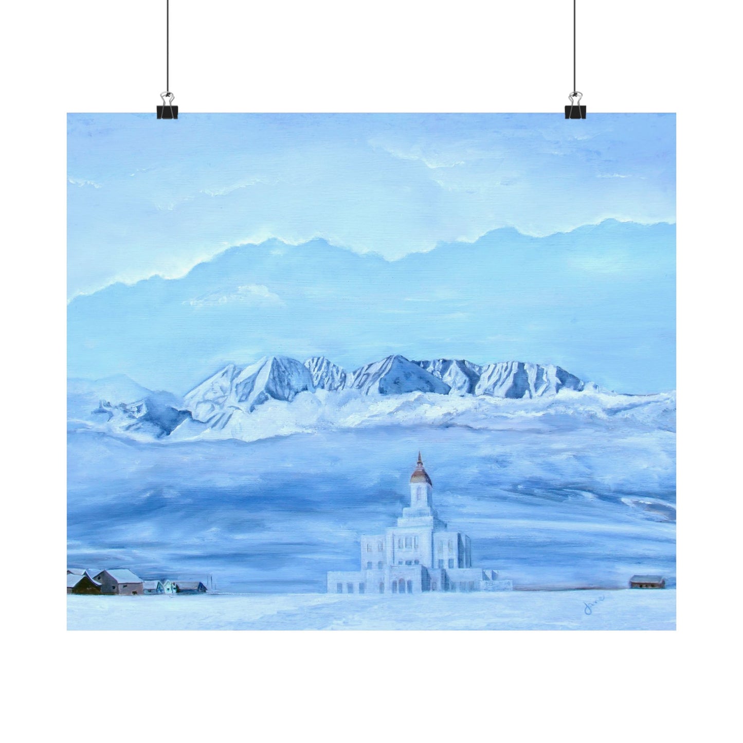 Premium Matte Print, Deseret Peak Temple--Hope in the Bleak of Winter, by Jane Autry