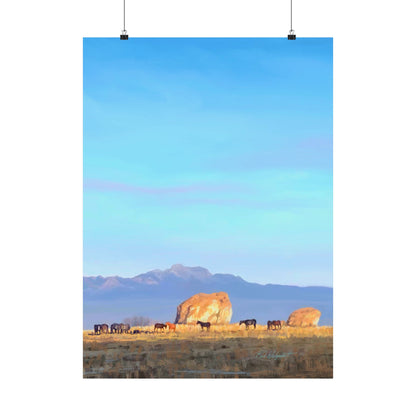Matte Paper Print--Horses at Adobe Rock, by Rod Walgamott