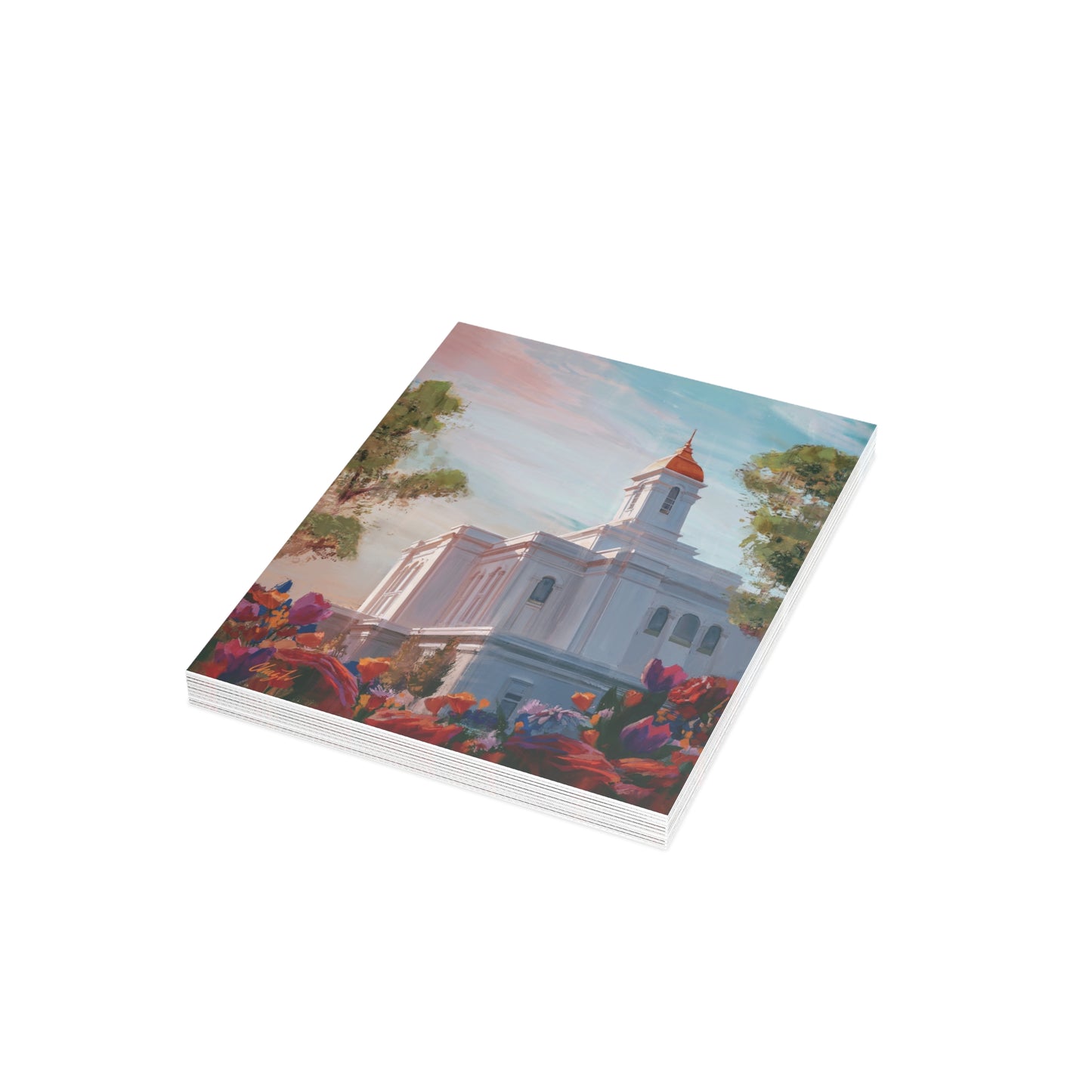 Temple Card Bundle (envelopes not included) Deseret Peak Temple-Spring Flowers