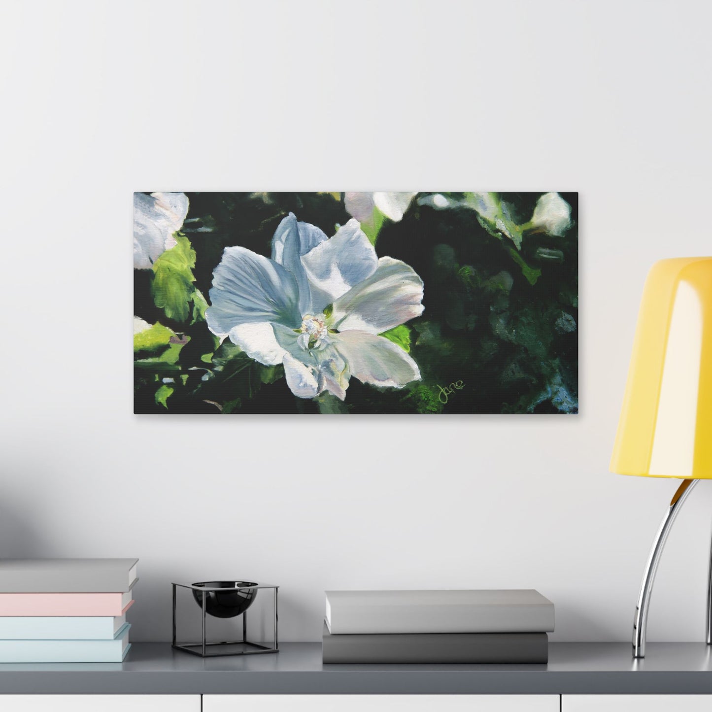 Classic Stretched Canvas, White Rose of Sharon by Jane Autry