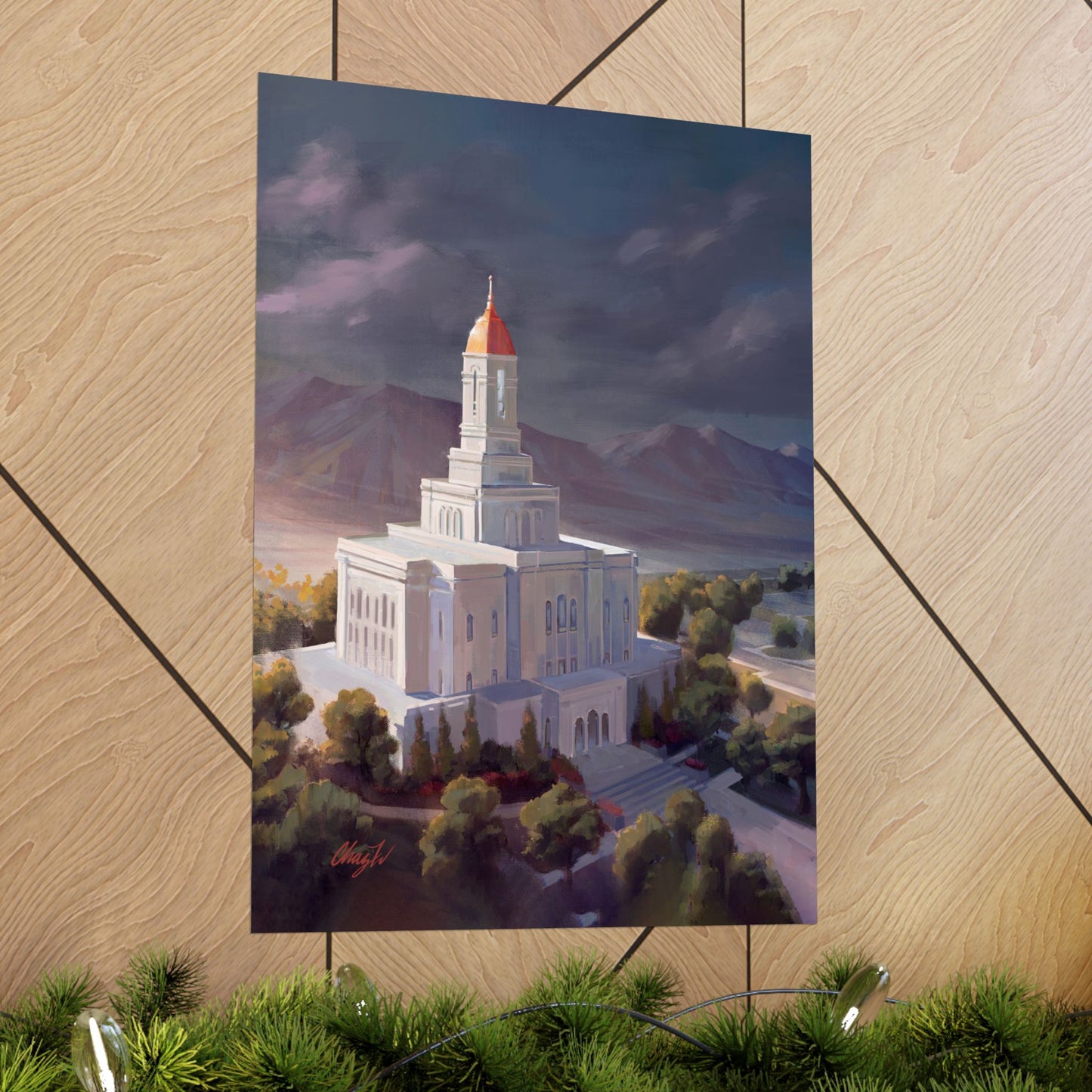 Premium Matte Paper Print, Deseret Peak Temple, After the Storm, by Chaz Walgamott