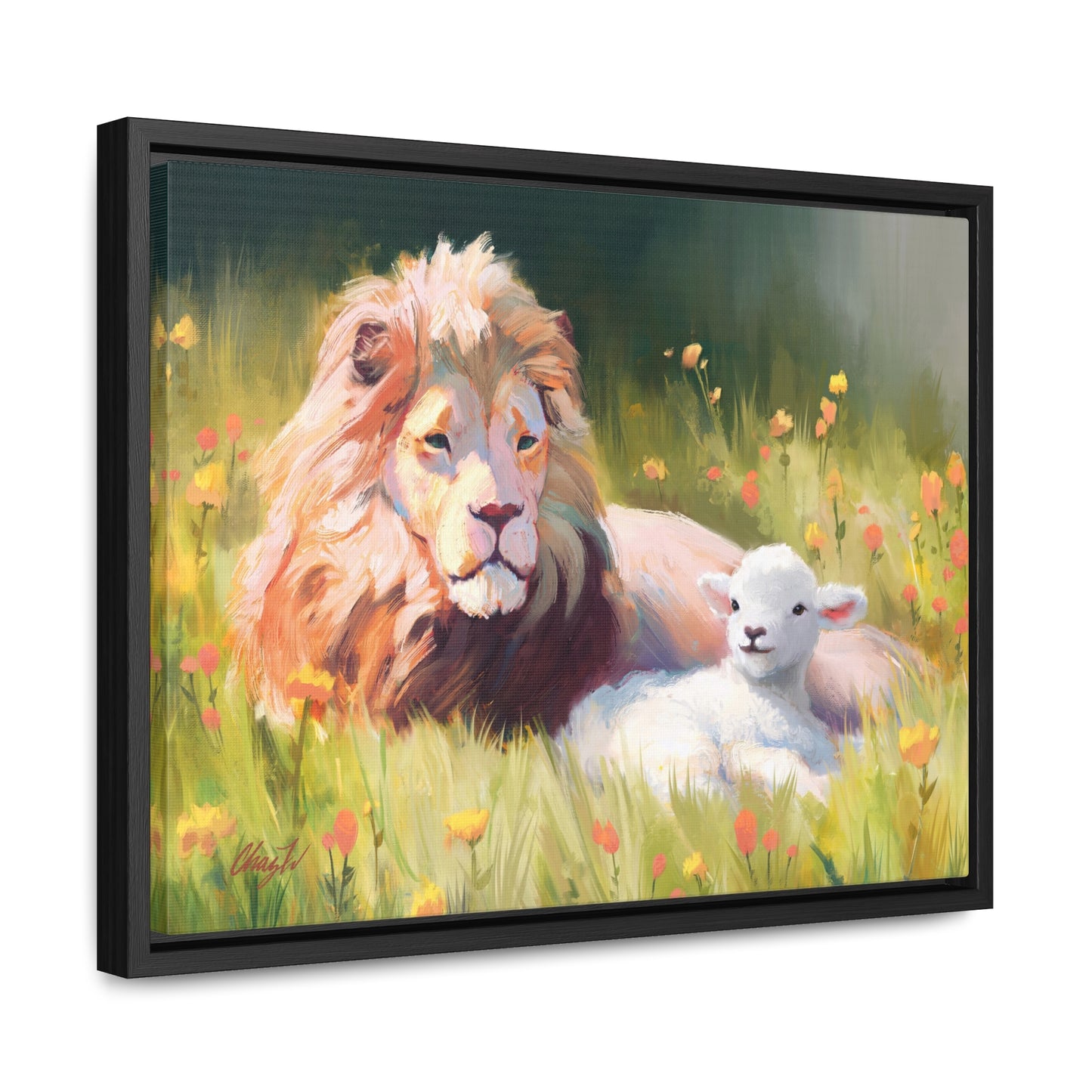 Stretched Canvas Print in Wood Frame, The Lamb and the Lion, by Chaz Walgamott