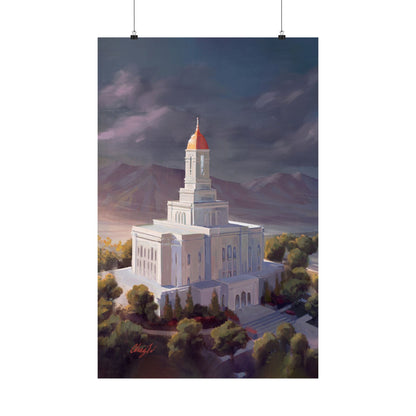 Premium Matte Paper Print, Deseret Peak Temple, After the Storm, by Chaz Walgamott