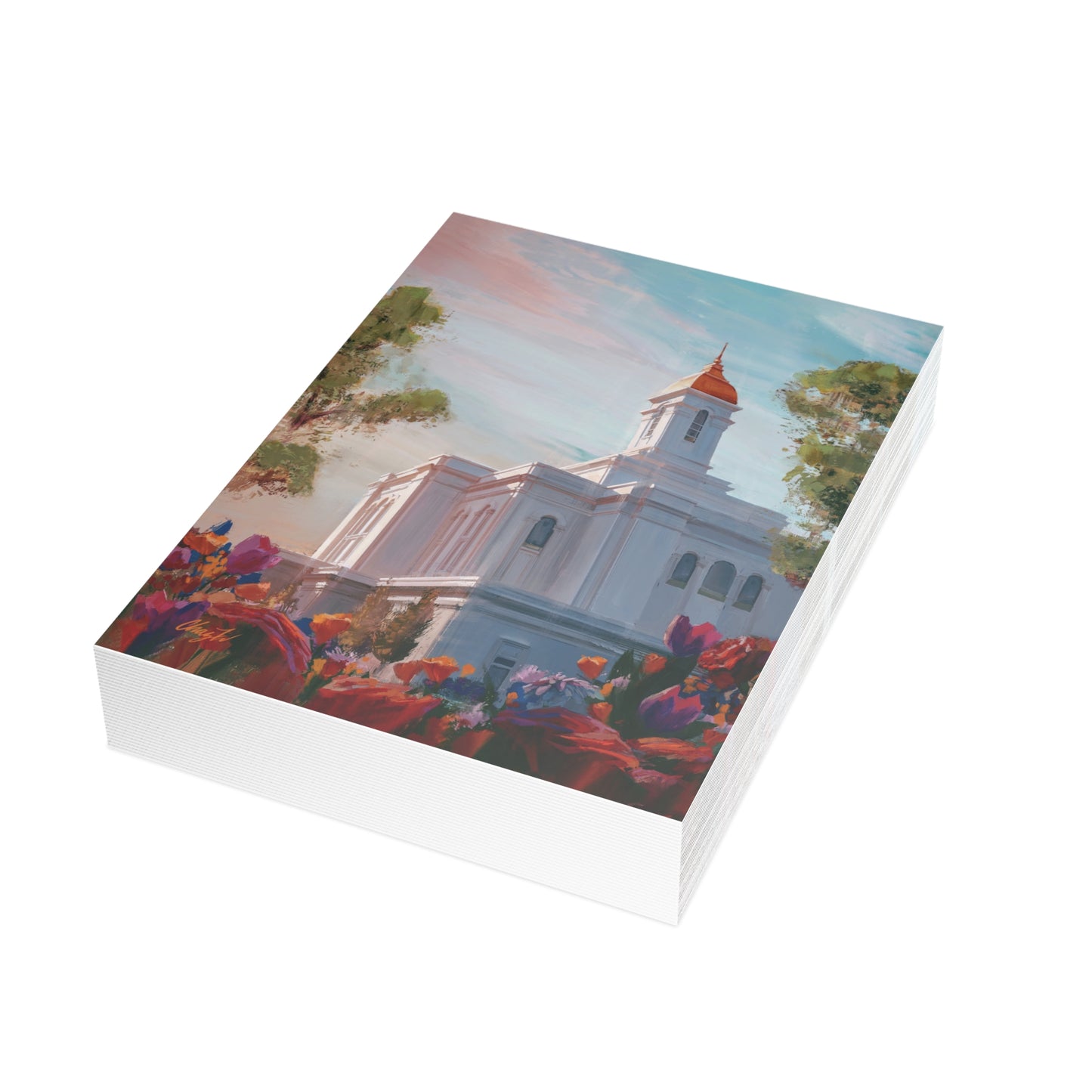 Temple Card Bundle (envelopes not included) Deseret Peak Temple-Spring Flowers