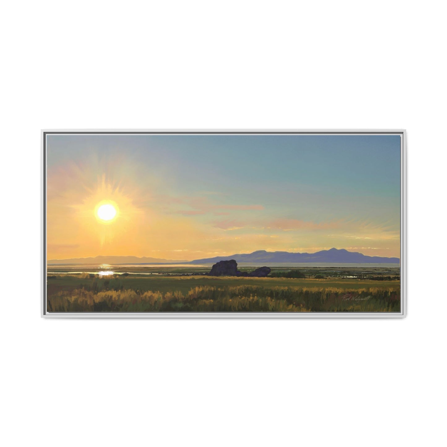 Framed Matte Canvas Print — Adobe Rock Sunset by Rod Walgamott