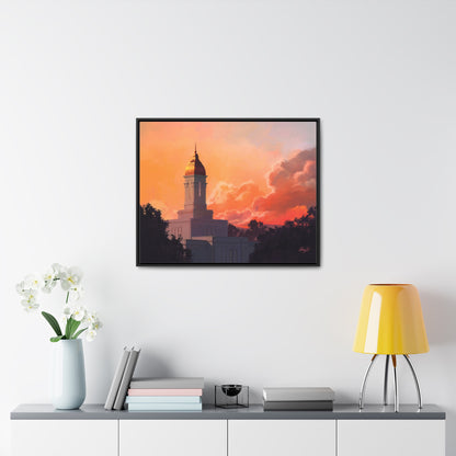 Stretched Canvas in Wood Frame--Deseret Peak Temple--Sunset by Chaz Walgamott