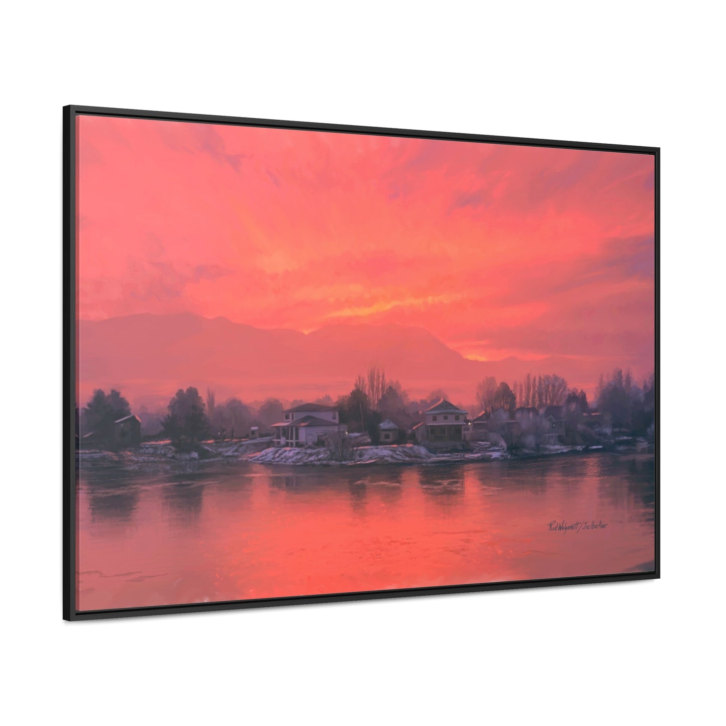 Canvas Wrap in Wood Frame, Frosty Sunrise on Stansbury Lake, by Rod Walgamott