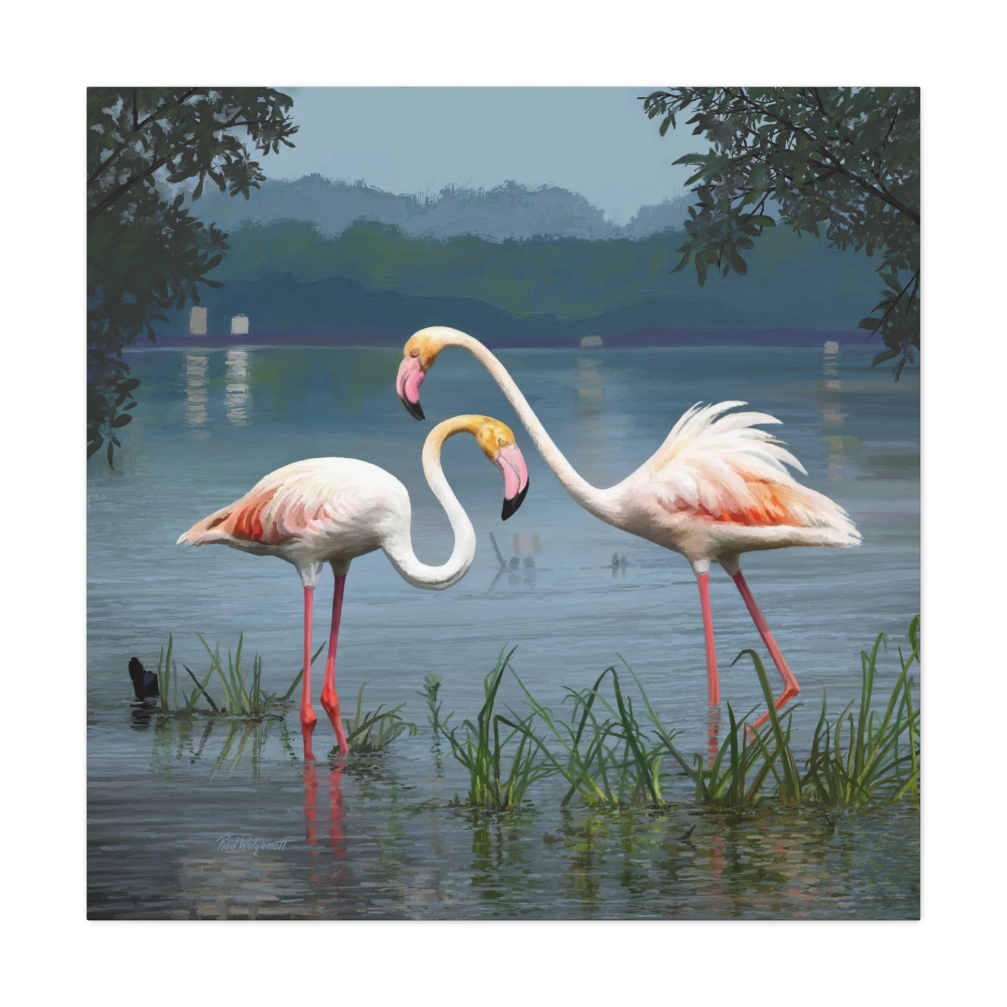 Canvas Gallery Wrap--Flamingo Dance, by Rod Walgamott
